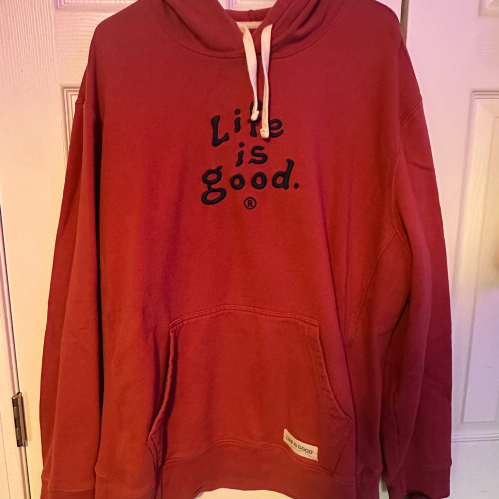Life Is Good Cherry Red Pullover Hoodie